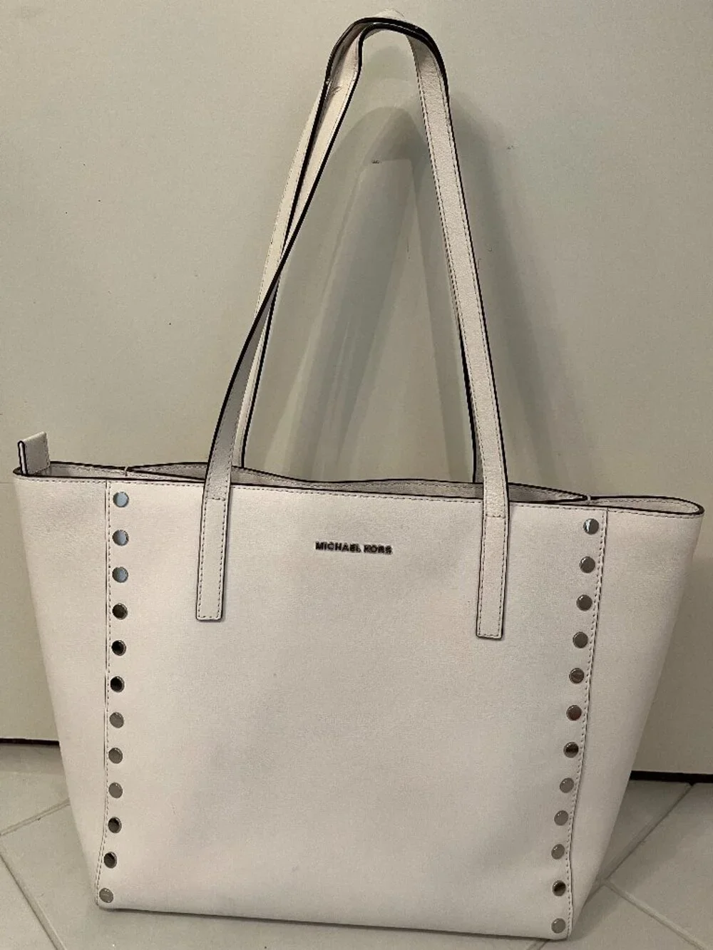 Michael Kors white leather tote-handbag